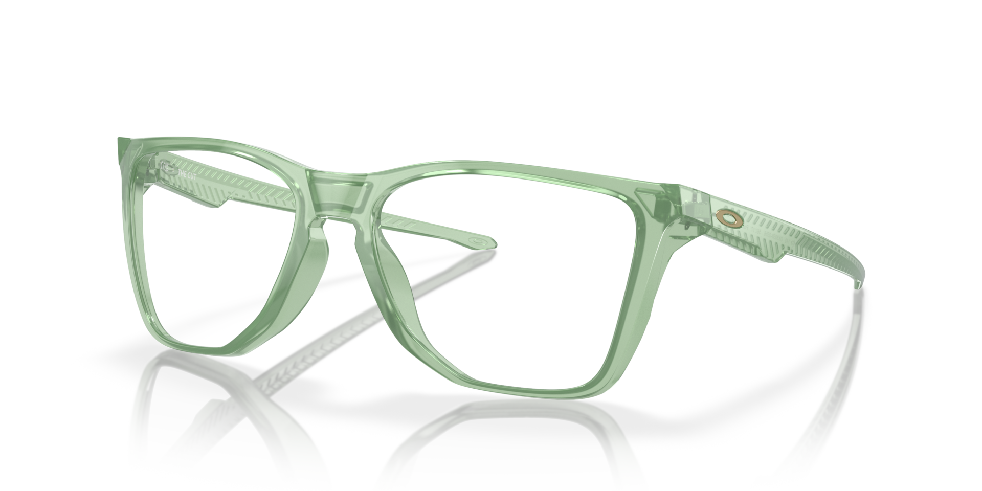 Oakley OX8058 The Cut Square Eyeglasses - Polished Trans Jade