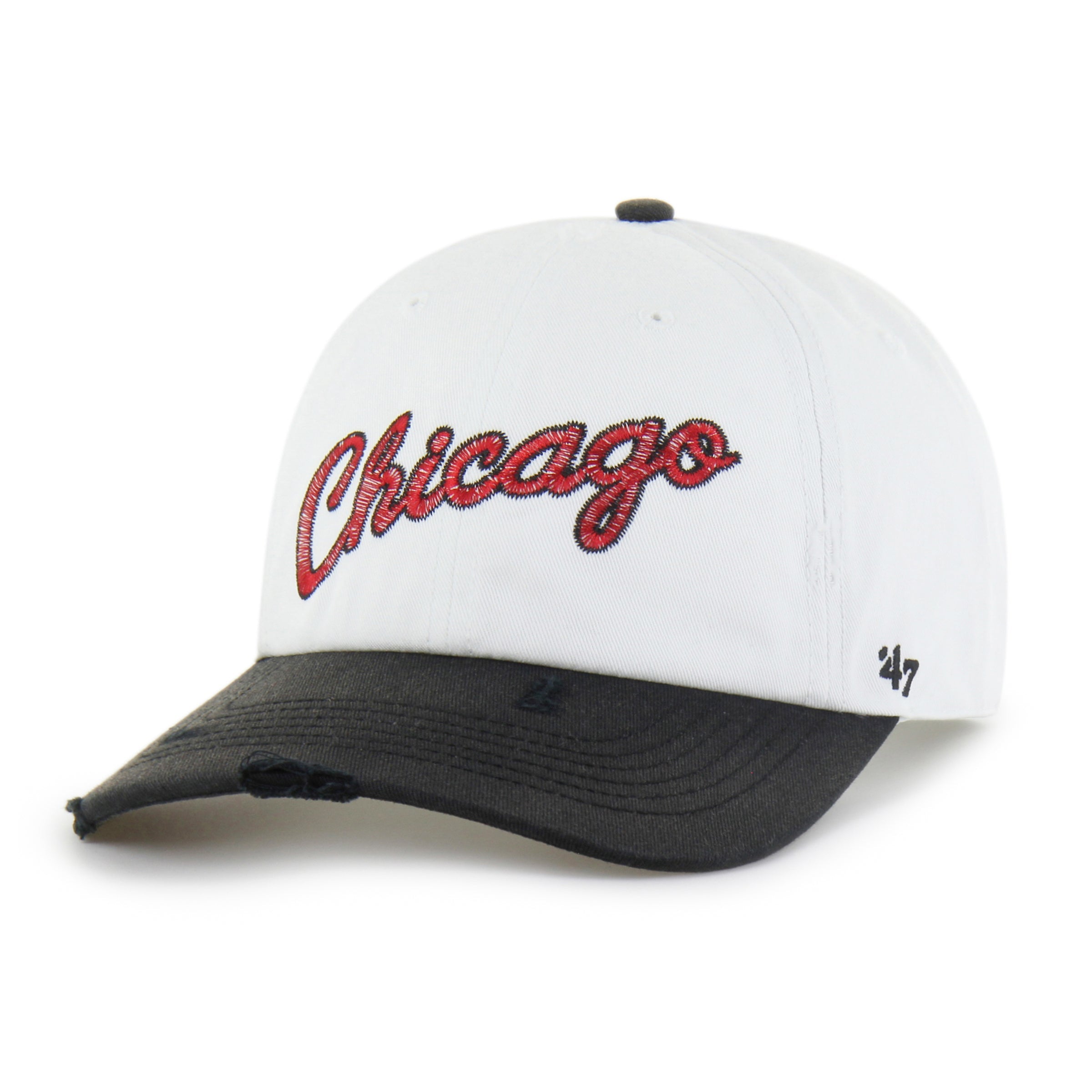 CHICAGO BULLS HARDWOOD CLASSICS WORN SCRIPT '47 CLEAN UP MF MID FIT